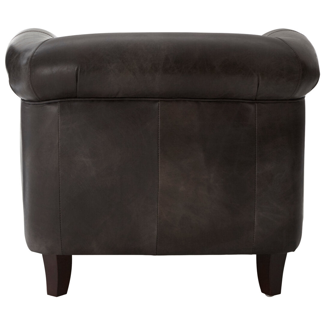 Victor Dark Grey Brown Leather Curved Armchair