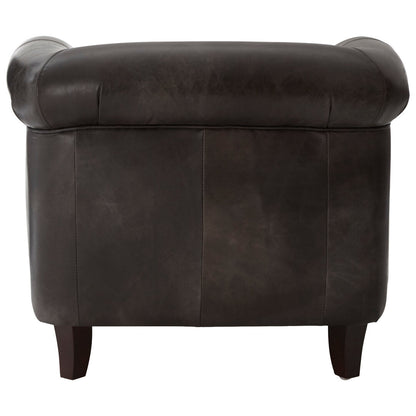 Victor Dark Grey Brown Leather Curved Armchair