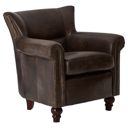 Victor Dark Grey Brown Leather Armchair