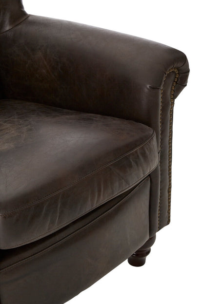 Victor Dark Grey Brown Leather Armchair
