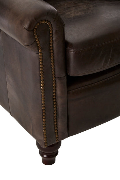 Victor Dark Grey Brown Leather Armchair