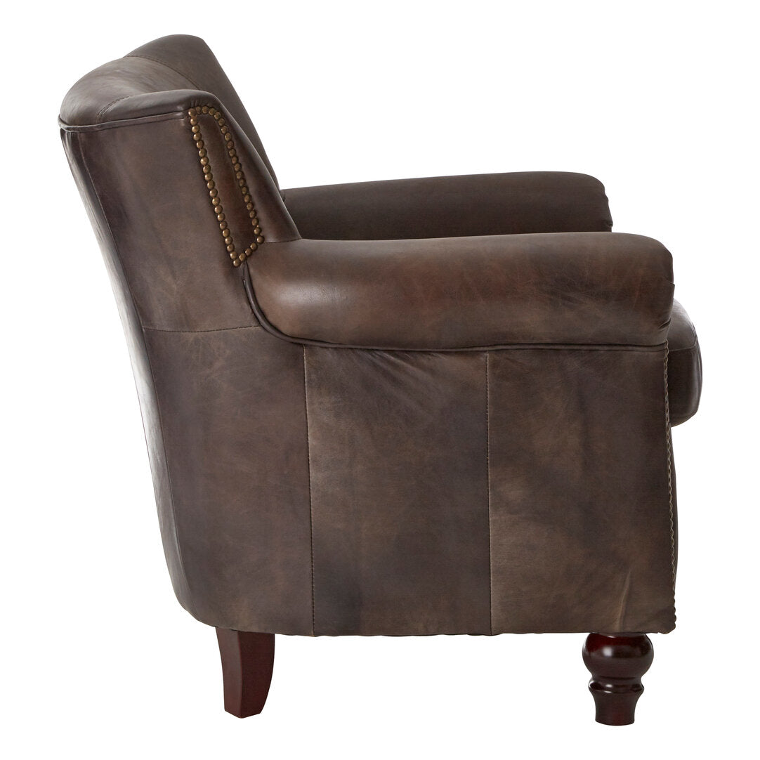 Victor Dark Grey Brown Leather Armchair
