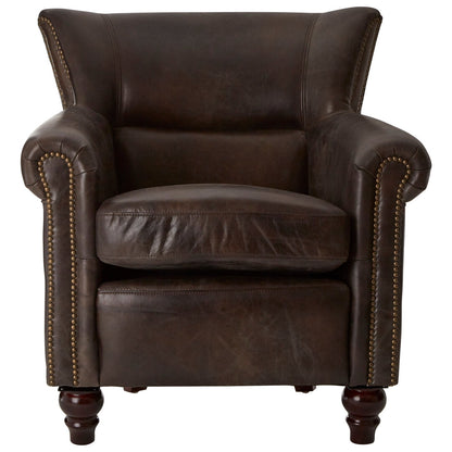 Victor Dark Grey Brown Leather Armchair