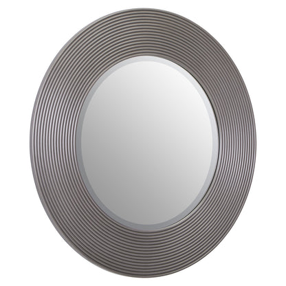 Dervio Grey Ribbed Round Wall Mirror