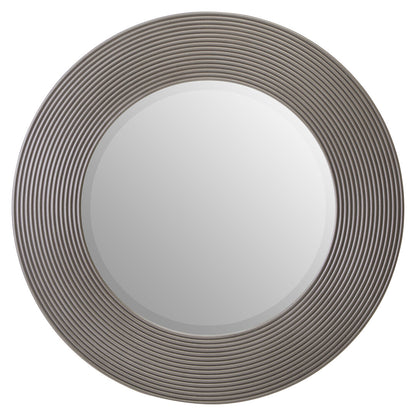 Dervio Grey Ribbed Round Wall Mirror