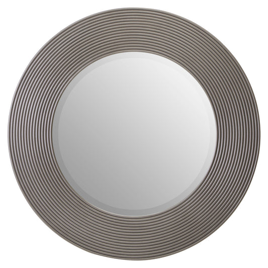Dervio Grey Ribbed Round Wall Mirror