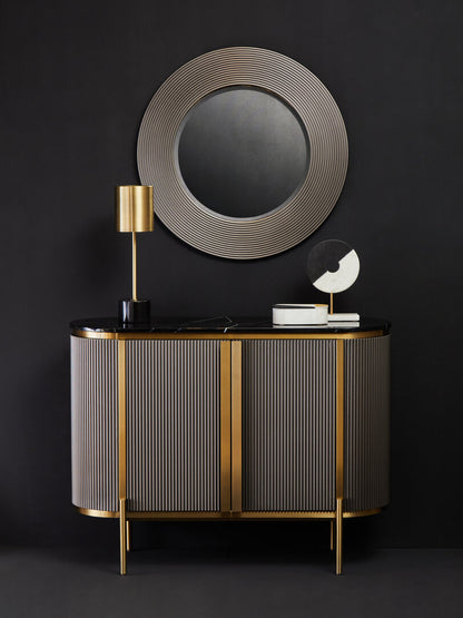 Dervio Grey Ribbed Round Wall Mirror