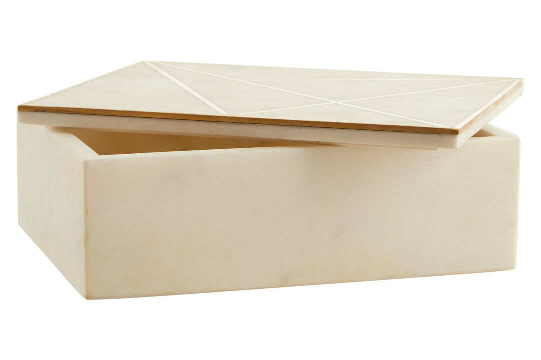 Sena Large White Marble Trinket Box