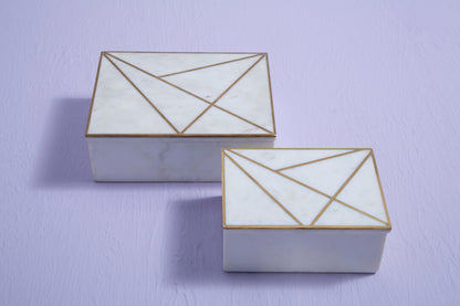 Sena Large White Marble Trinket Box