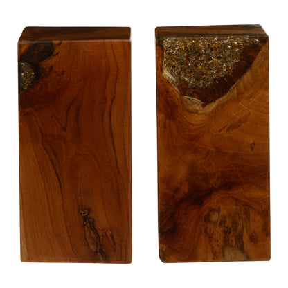 Sakra Set Of 2 Teak Wood Bookends