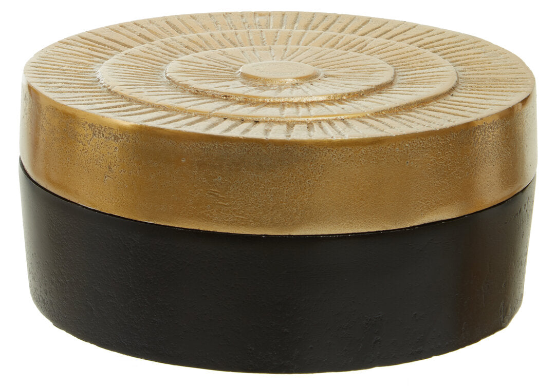 Deomali Large Two Toned Black and Gold Round Box