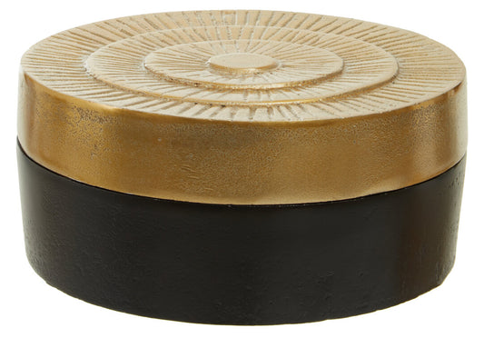 Deomali Large Two Toned Black and Gold Round Box