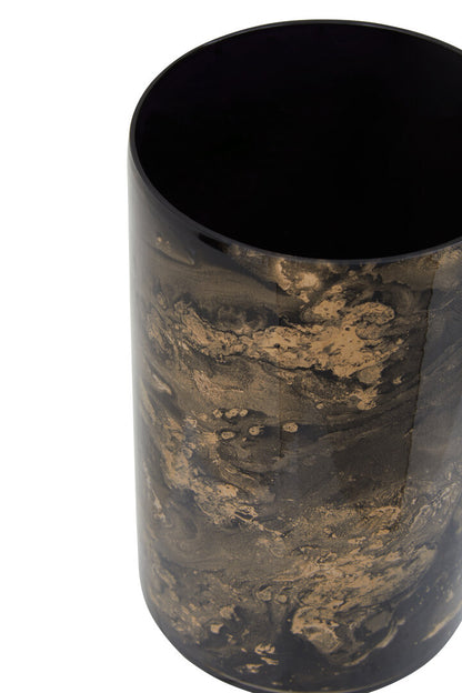 Gaia Black And Gold Marble Effect Large Candle Holder