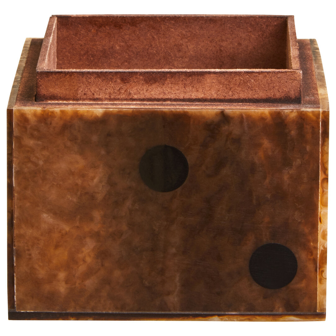 Churchill Games Brown and Black Finish Dice Box With Five Dice