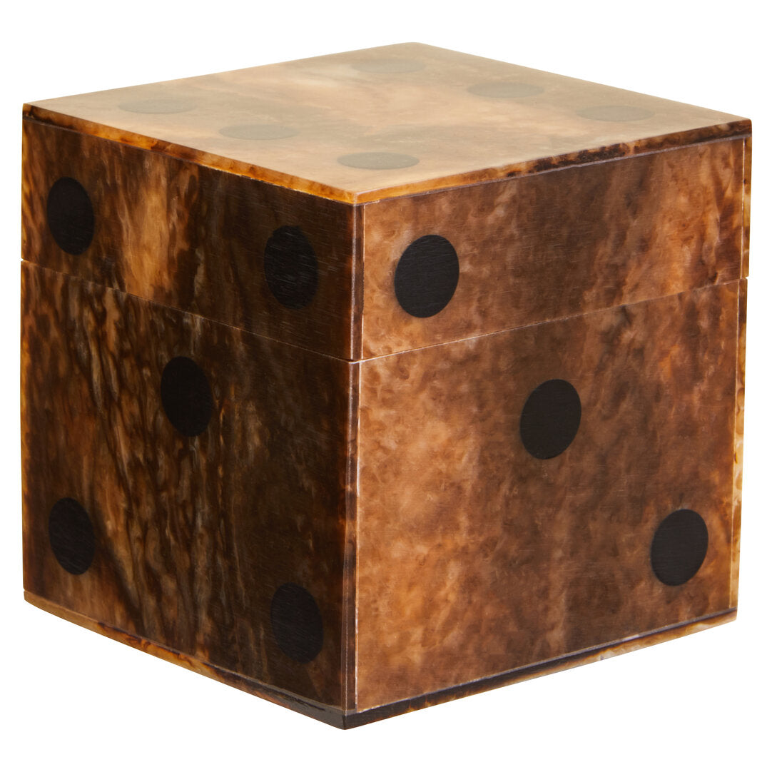 Churchill Games Brown and Black Finish Dice Box With Five Dice