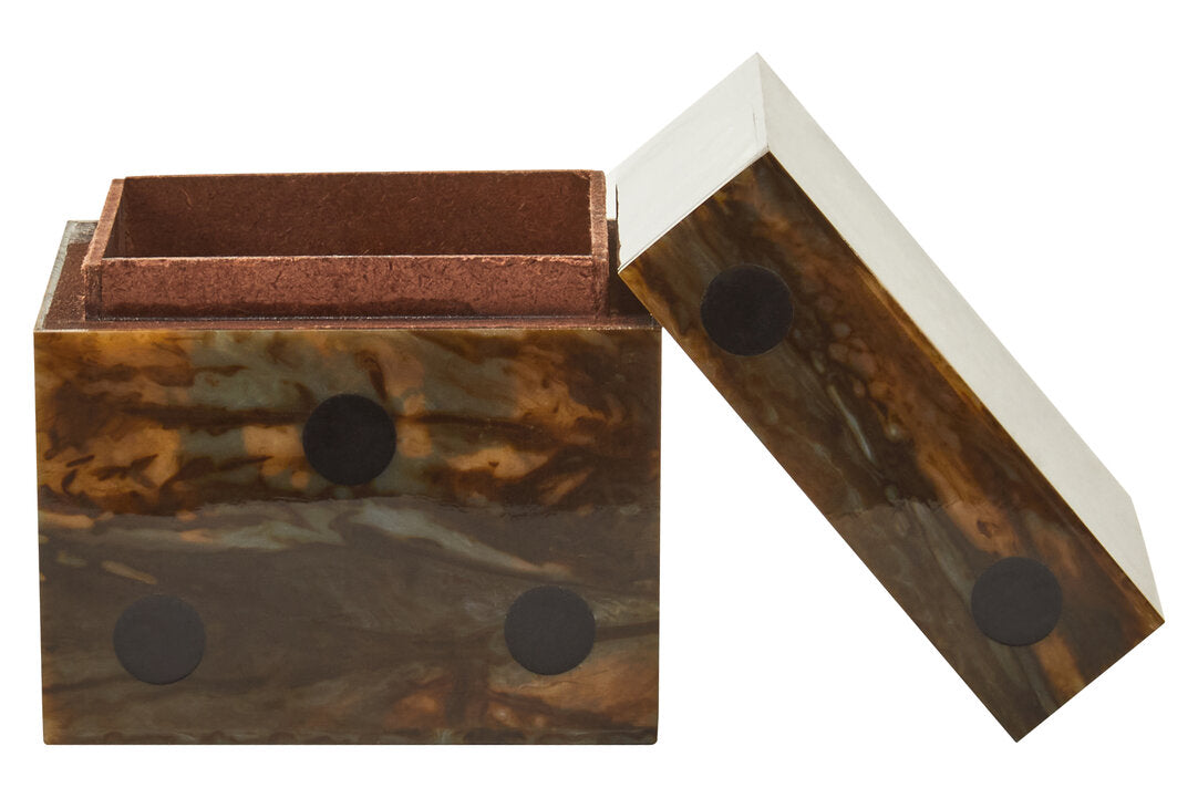 Churchill Games Brown and Black Finish Dice Box With Five Dice