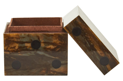 Churchill Games Brown and Black Finish Dice Box With Five Dice