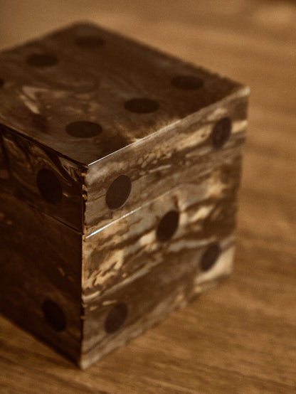 Churchill Games Brown and Black Finish Dice Box With Five Dice