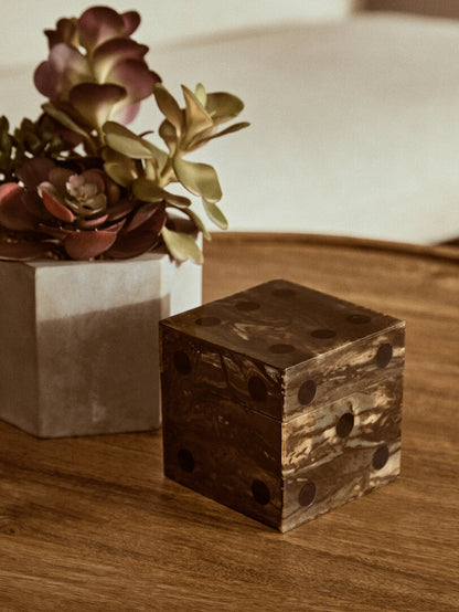 Churchill Games Brown and Black Finish Dice Box With Five Dice