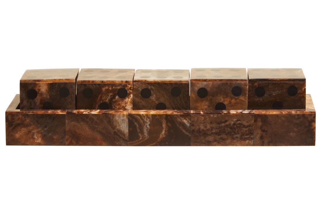 Churchill Games Brown and Black Finish Five Dice Set