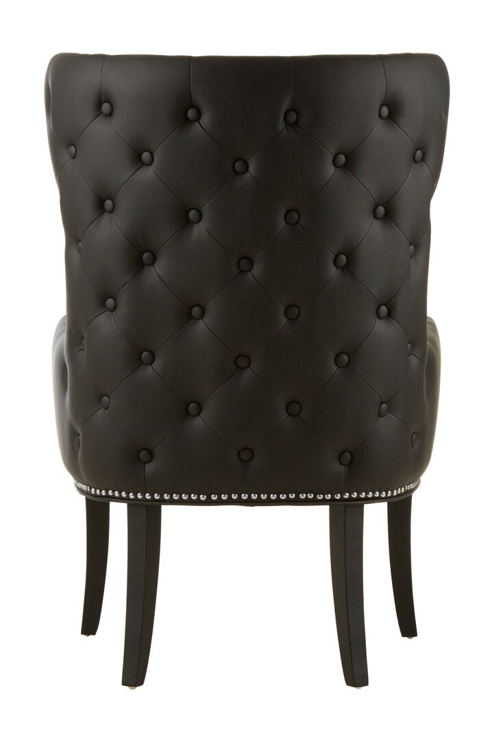 Doucet Natural Fabric Chair with Black Leather Effect Back
