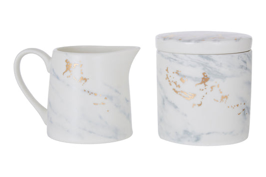 Marble Luxe Sugar Pot And Creamer