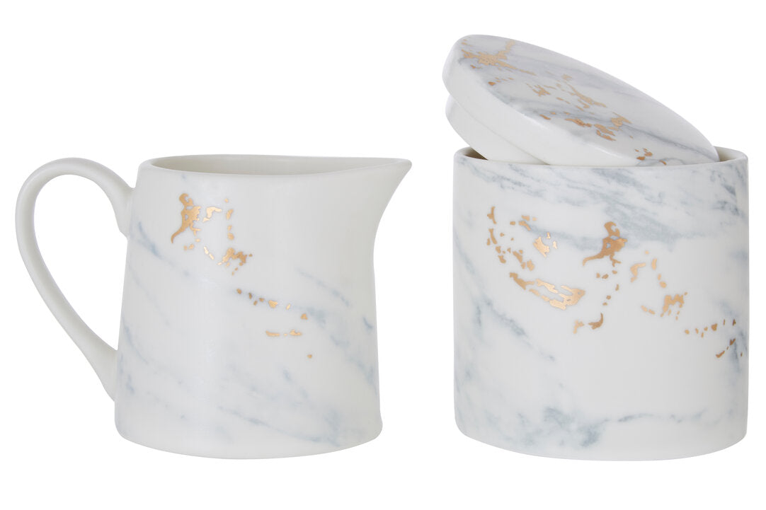 Marble Luxe Sugar Pot And Creamer