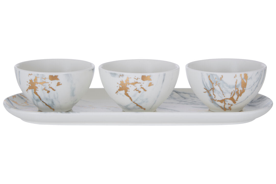 Marble Luxe Dip Bowls with Tray Set