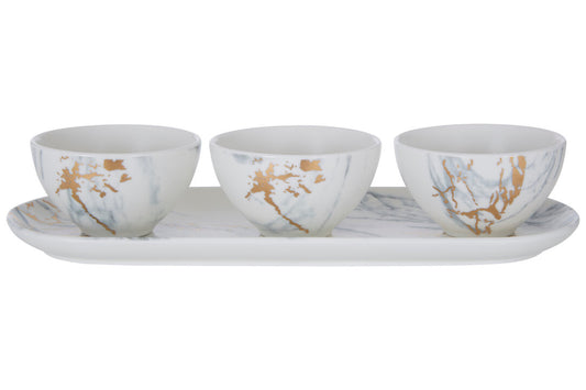 Marble Luxe Dip Bowls with Tray Set