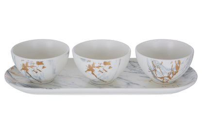 Marble Luxe Dip Bowls with Tray Set