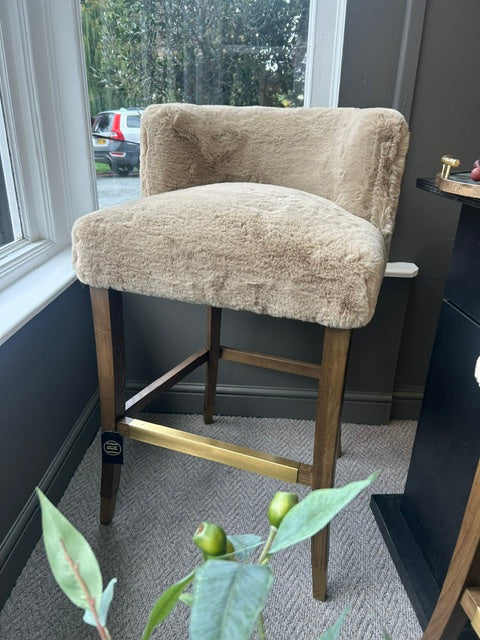 RH - Faux Sheepskin Bar Stool