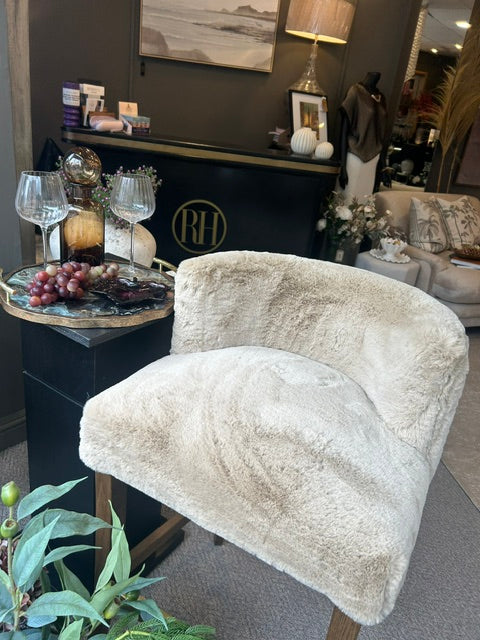 RH - Faux Sheepskin Bar Stool