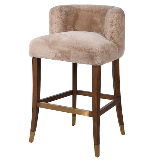 RH - Faux Sheepskin Bar Stool