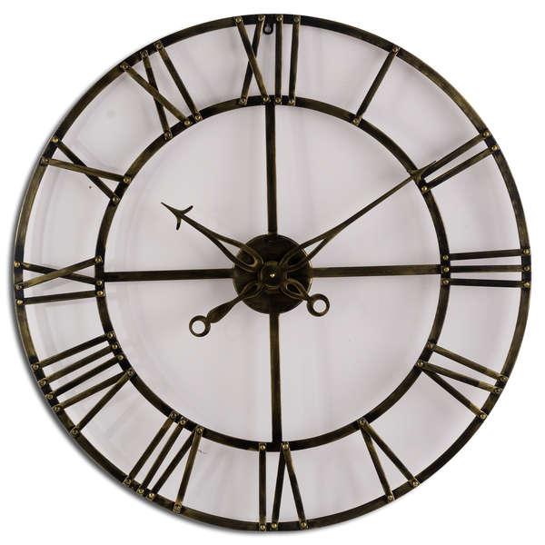 Large Antique Brass Skeleton Clock